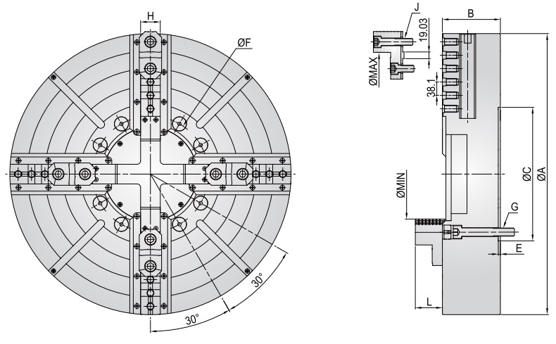CLOSED CENTER INDEPENDENT CHUCKS (J432Z380)