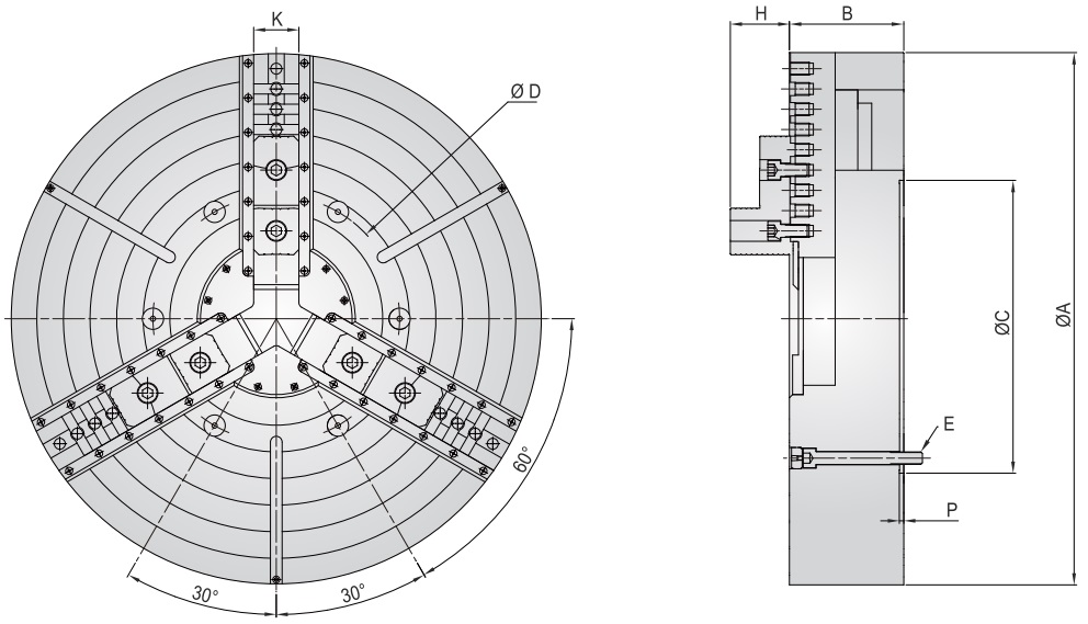 CLOSED CENTER SELF CENTERING SCROLL CHUCKS (G324Z545)
